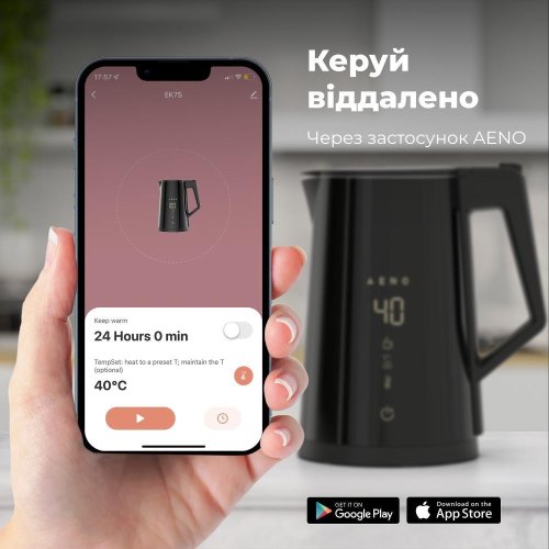 Електрочайник AENO EK7S - 2200Вт/чорний