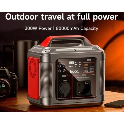 Портативна зарядна станція HOCO DB28 300W Iron Gray+Red