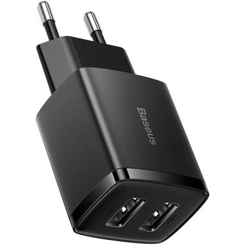 Зарядний пристрій 2xUSB 10.5W (USB-A) Чорний Baseus