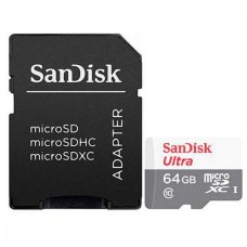 microSDXC карта 64GB SanDisk Ultra class10 UHS-1 + SD Adapter (SDSQUNR-064G-GN3MA)