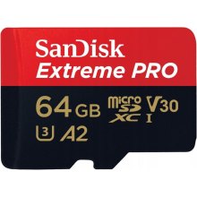 Карта пам'яті SanDisk microSD   64GB C10 UHS-I U3 R200/W90MB/s Extreme Pro V30 + SD