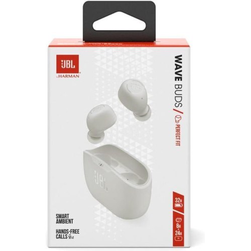 Навушники бездротові, JBL Wave Buds TWS White (JBLWBUDSWHT)