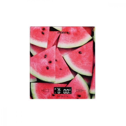 Ваги Ardesto кухонні Wаtermelon, 5кг, AAAx2 в комплекті, скло, багатокольоровий