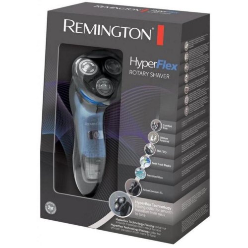 Бритва електрична Remington роторна Hyperflex Aqua, 3 головки для бриття, Li-Ion, сухе/вологе гоління, тример, чорно-синій