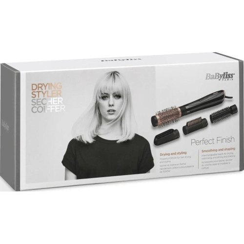 Фен-щітка Babyliss, 1000Вт, 2 режими, іоніз-я, хол. обдув, кераміка, чорний