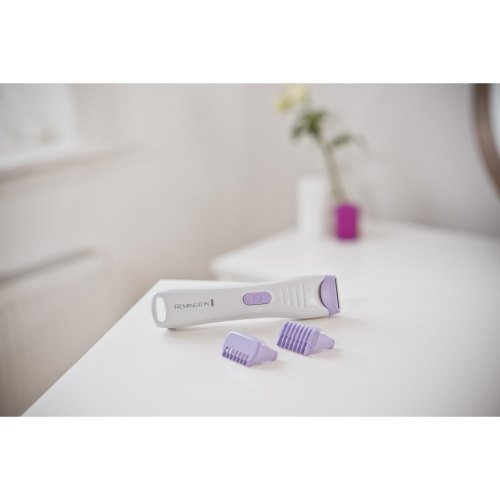 Тример Remington, для тіла та інтимних зон Smooth&Silky, акумулятор, 2 насадки, для жінок, кейс, сталь, фіолетовий