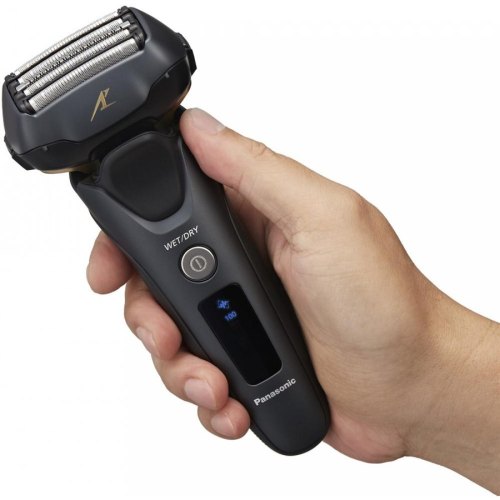 Бритва електрична Panasonic сіткова, головок-5, Li-Ion, сухий+вологий, тример, док-станція , чорно-синій
