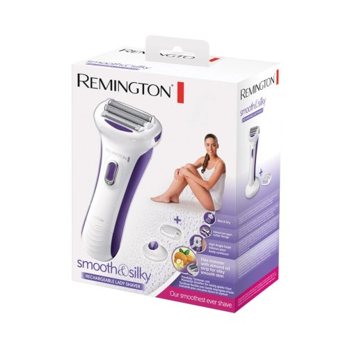 Бритва електрична Remington сіткова Smooth&Silky, 2 головки для бриття, сухе/вологе бриття, жіночий тример, біло-фіолетовий