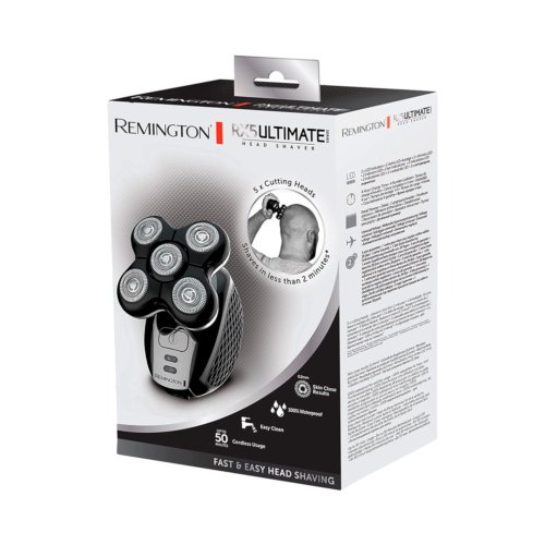 Бритва електрична для голови Remington роторна Ultimate Series RX5, 5 головок для бриття, сухе/вологе бриття, тример, кейс, чорний
