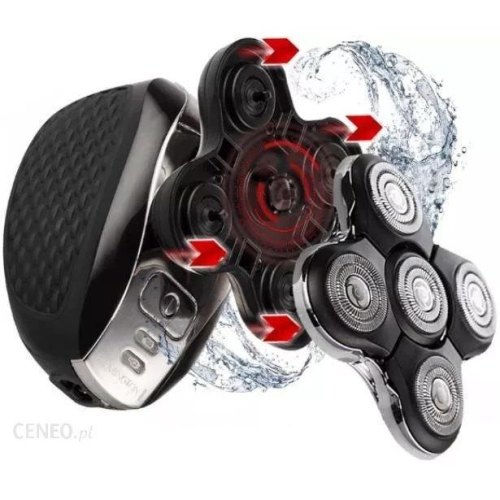 Бритва електрична для голови Remington роторна Ultimate Series RX5, 5 головок для бриття, сухе/вологе бриття, тример, кейс, чорний