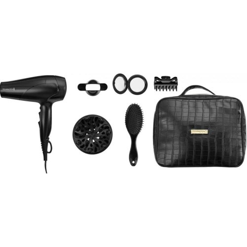 Фен Remington Style Edition, 2200Вт, 3 режими, іоніз-я,хол. обдув, дифузор, гребінець, зажими, дзеркало, кейс, чорний