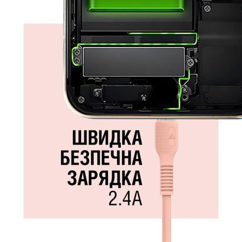 Кабель синхронізації AccLab AL-CBCOLOR-M1PH USB to Micro USB 2,4A 1,2м Peach