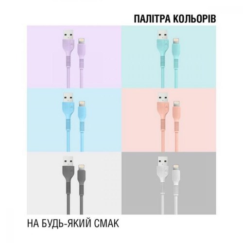 Кабель синхронізації AccLab AL-CBCOLOR-L1BL USB to Lightning 2,4A 1,2м Blue