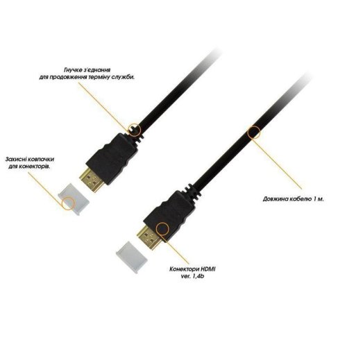 Кабель, HDMI - HDMI, 100см, Piko, v1.4b, 1m