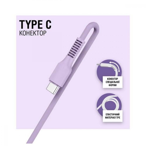 Кабель синхронізації AccLab AL-CBCOLOR-T1PP USB to Type-C 2,4A 1,2м Purple