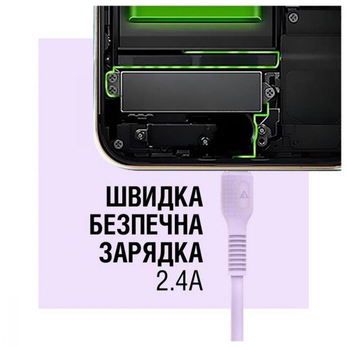 Кабель синхронізації AccLab AL-CBCOLOR-T1PP USB to Type-C 2,4A 1,2м Purple