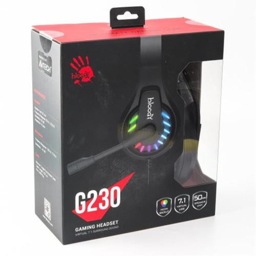 Гарнітура ігрова Bloody G230 з LED підсвічуванням, USB (Black)