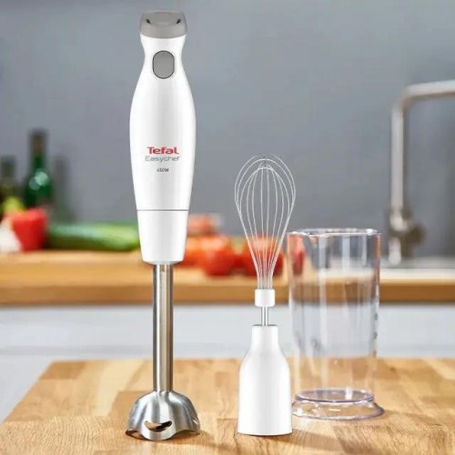Блендер Tefal заглибний Easychef 450Вт, 3в1, чаша-800мл, чопер-500мл, турборежим, білий