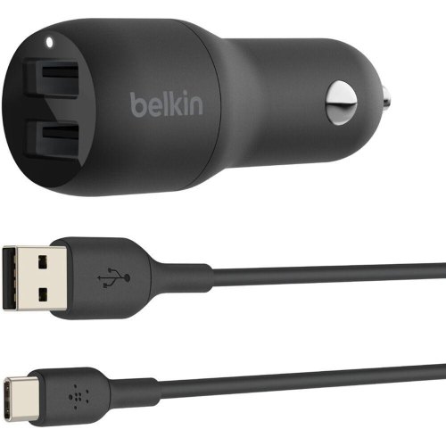 Автомобільний Зарядний Пристрій Belkin Car Charger (24W) Dual USB-A, USB-A - USB-C 1м Black