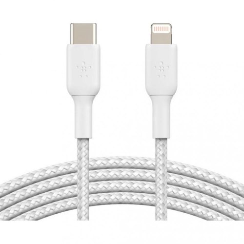 Кабель Belkin USB-С - Lightning, BRAIDED, 2m, white