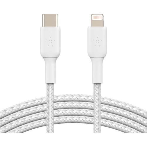 Кабель Belkin USB-С - Lightning, BRAIDED, 1m, white
