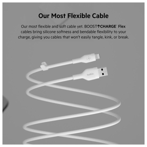 Кабель Belkin USB-A - Lightning силіконовий, з кліпсою, 1м, білий