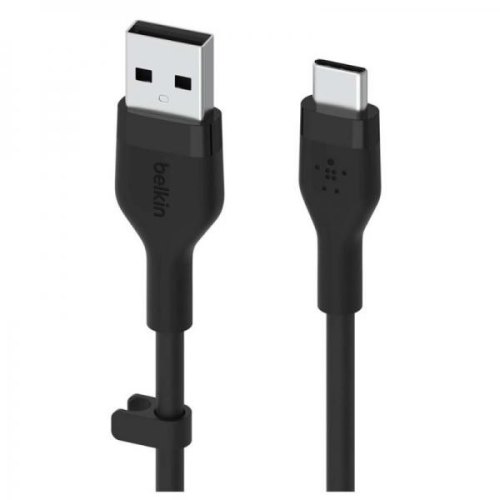 Кабель Belkin USB-A - USB-C силіконовий, з кліпсою, 2м, чорний