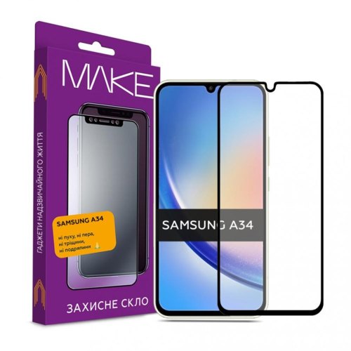 Захисне скло MAKE для Samsung A34 (A346) Black