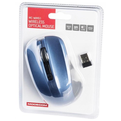 Мишка  Modecom MC-WM9.1, бездротова, 4кн., 1600dpi, чорно-синя
