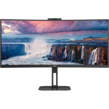 Монітор 34 AOC CU34V5CW/BK, WQHD, VA, 100Гц, 1 мс, вигнутий, HDMI, DP, USB-C, USB-hub, webcam, колонки