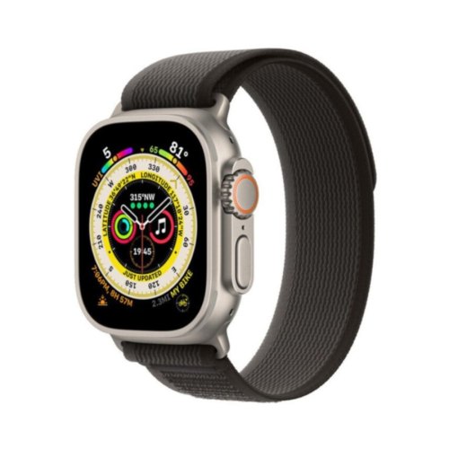 Смарт годиннки Apple Watch Ultra GPS + Cellular, 49mm Titanium Case with Black/Gray Trail Loop - M/L (MQFX3)