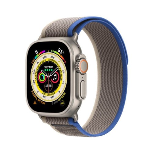 Смарт годиннки Apple Watch Ultra GPS + Cellular, 49mm Titanium Case with Blue/Gray Trail Loop - S/M (MNHL3)