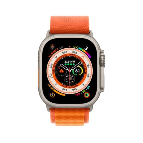 Смарт годиннки Apple Watch Ultra GPS + Cellular, 49mm Titanium Case with Orange Alpine Loop - Medium (MQFL3)