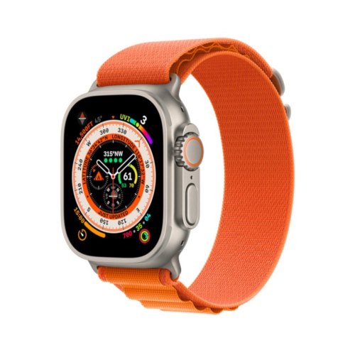 Смарт годиннки Apple Watch Ultra GPS + Cellular, 49mm Titanium Case with Orange Alpine Loop - Medium (MQFL3)