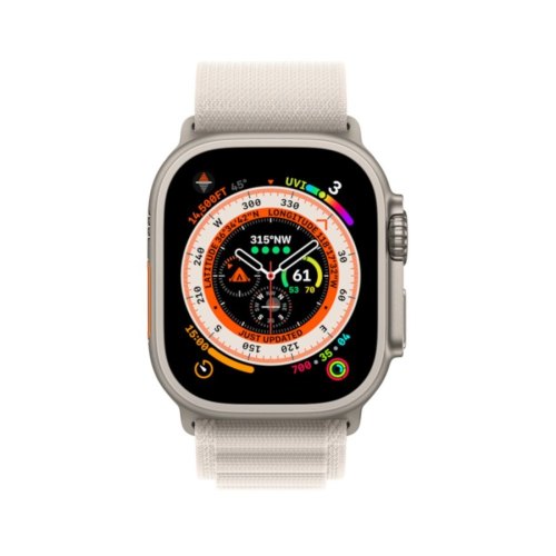 Смарт годиннки Apple Watch Ultra GPS + Cellular, 49mm Titanium Case with Starlight Alpine Loop - Medium (MQFR3)