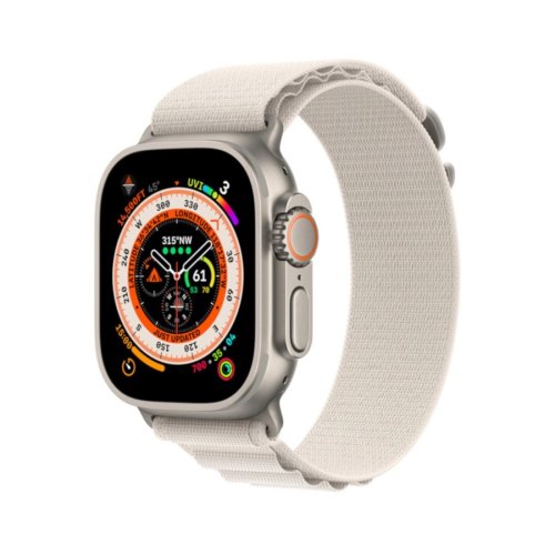 Смарт годиннки Apple Watch Ultra GPS + Cellular, 49mm Titanium Case with Starlight Alpine Loop - Medium (MQFR3)