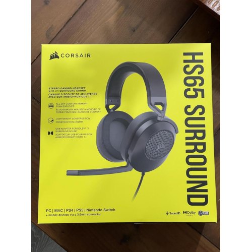 Гарнітура ігрова дротова, Corsair HS65 Surround Headset Carbon (CA-9011270-EU)