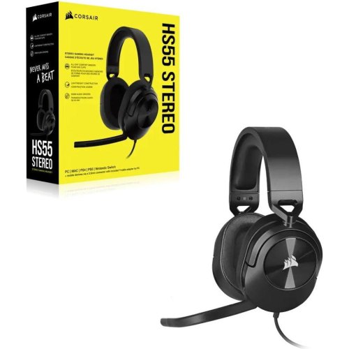 Гарнітура ігрова дротова, Corsair HS55 Stereo Headset Carbon (CA-9011260-EU)