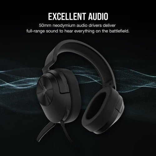 Гарнітура ігрова дротова, Corsair HS55 Stereo Headset Carbon (CA-9011260-EU)