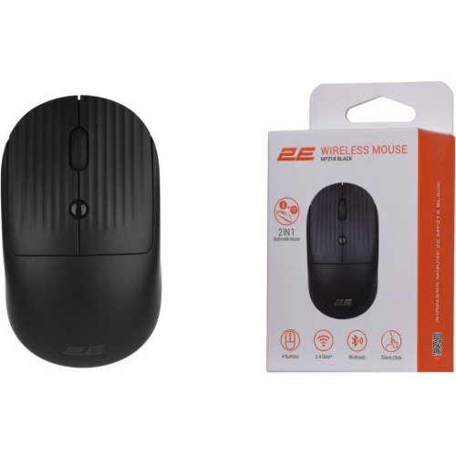 Мишка бездротова, 2E MF218 Silent WL BT Black
