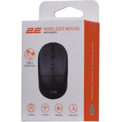 Мишка бездротова, 2E MF218 Silent WL BT Black