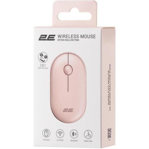 Мишка бездротова, 2E MF300 Silent WL BT Mallow pink