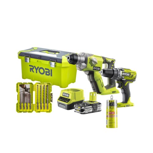 Набір з двох акумуляторних інструментів RYOBI ONE+ R18DDSDS-125T, валіза + оснастка