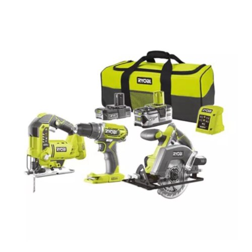 Набір з трьох інструментів RYOBI ONE+ R18DDJSCSP-242S (шуруповерт, лобзик, циркулярна пила + АКБ і ЗП)