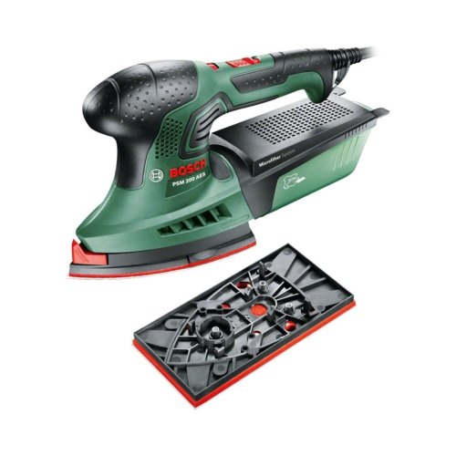 Вібраційна шліфмашина Bosch PSM 200 AES, 200Вт, 26000 об/мин, платформа 93 и 164 см?, 1.4кг