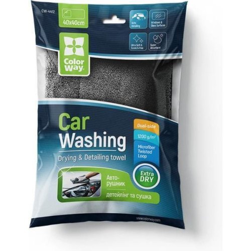 Мікрофібра ColorWay автомобільна універсальна Extra Dry 1200gsm 40х40см сіра