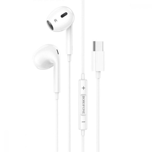 Гарнітура дротова Borofone BM80 Max Gorgeous Type-C wire-controlled digital earphones with microphone, White