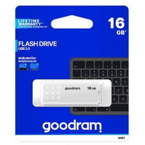 USB флеш, 16GB, GoodRam UME2 White (UME2-0160W0R11) пластик, білий, USB 2.0