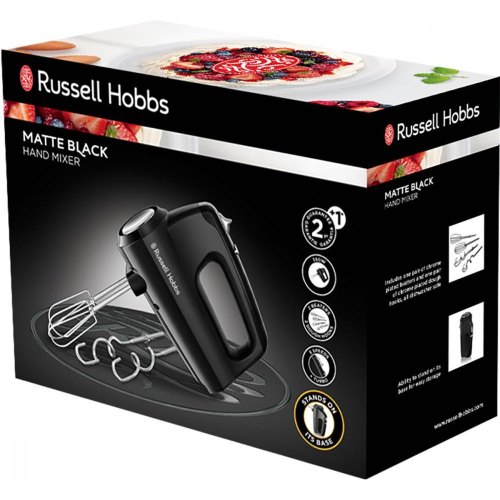 Міксер Russell Hobbs ручний Matte Black 350Вт, насадки-4, турборежим, чорний