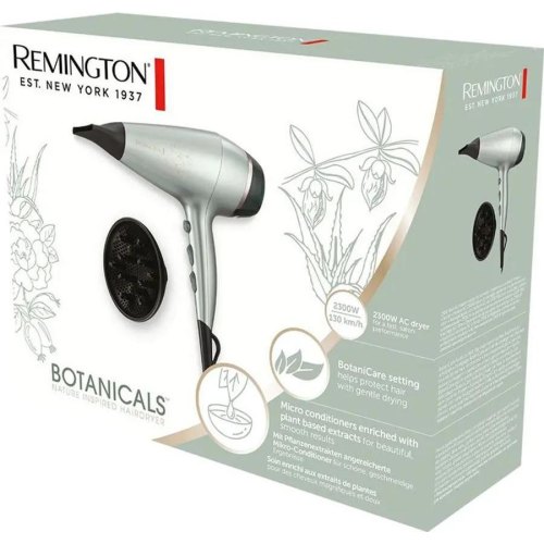 Фен Remington Botanicals, 2300Вт, 3 режими, дифузор, іоніз-я, хол. обдув, м'ятний